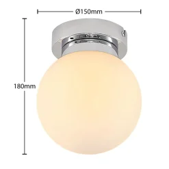 Lindby Tavino plafondlamp, bolvormige kap, chroom