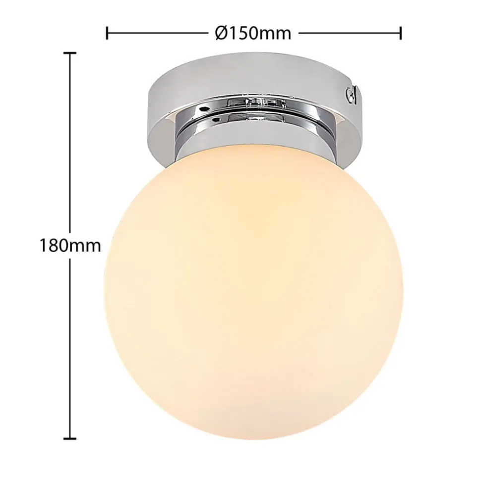 Lindby Tavino plafondlamp, bolvormige kap, chroom