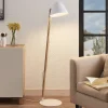 Lindby Tetja vloerlamp met houten paal, wit