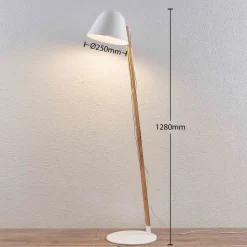 Lindby Tetja vloerlamp met houten paal, wit