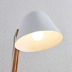Lindby Tetja vloerlamp met houten paal, wit