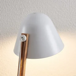 Lindby Tetja vloerlamp met houten paal, wit