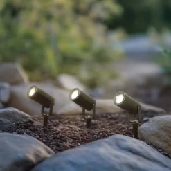 Lindby Thorgal grondspies lamp, Ø 6 cm, zwart, set van 3