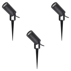 Lindby Thorgal grondspies lamp, Ø 6 cm, zwart, set van 3