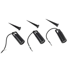 Lindby Thorgal grondspies lamp, Ø 6 cm, zwart, set van 3