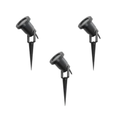 Lindby Thorgal grondspies lamp, Ø 9,8 cm, zwart, set van 3