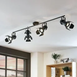 Lindby Tilen plafondspot, 4-lamps, zwart, metaal, 125cm