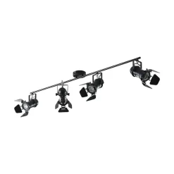 Lindby Tilen plafondspot, 4-lamps, zwart, metaal, 125cm