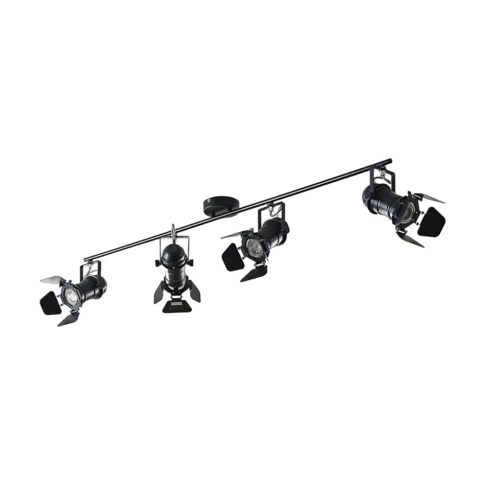 Lindby Tilen plafondspot, 4-lamps, zwart, metaal, 125cm