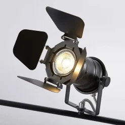 Lindby Tilen plafondspot, 4-lamps, zwart, metaal, 125cm