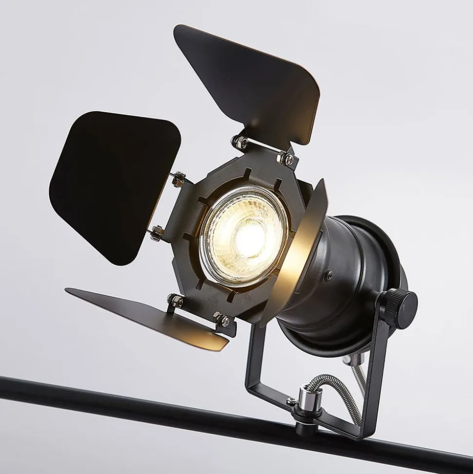 Lindby Tilen plafondspot, 4-lamps, zwart, metaal, 125cm