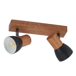 Lindby Tonja plafond-spot met hout, 2-lamps