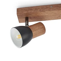 Lindby Tonja plafond-spot met hout, 2-lamps