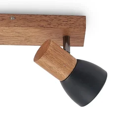 Lindby Tonja plafond-spot met hout, 2-lamps