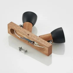 Lindby Tonja plafond-spot met hout, 2-lamps