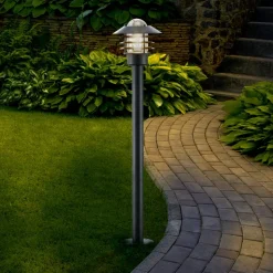 Lindby tuinpadverlichting Belmiro, ijzer, 100 cm hoog, E27, zwart