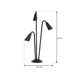 Lindby tuinpadverlichting Sorvete, zwart, metaal, 3-lamps, 83cm