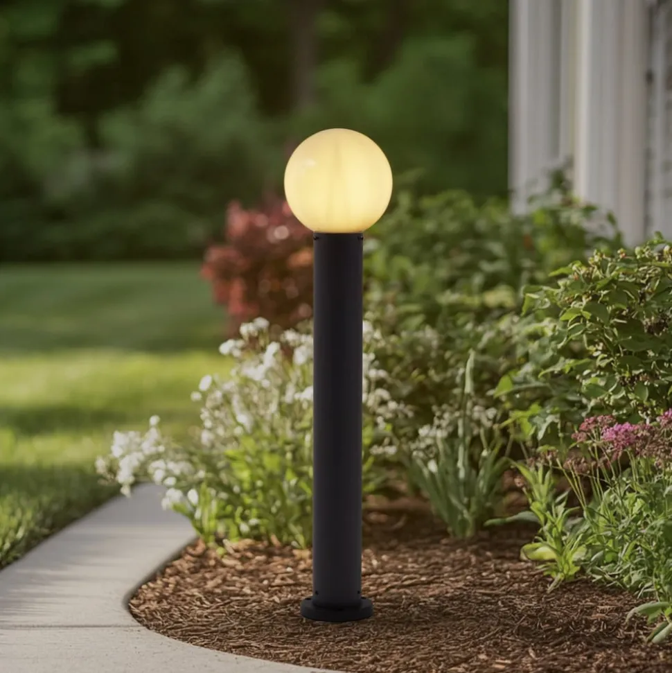 Lindby tuinpadverlichting Dangan, wit, hoogte 90 cm, glas, metaal