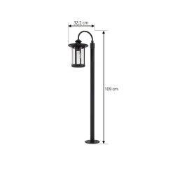 Lindby tuinpadverlichting Zayn, zwart, glas, hoogte 109 cm, IP65