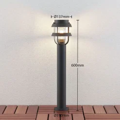 Lindby tuinpadverlichting Alvaro, antraciet, 60 cm, IP44, E27
