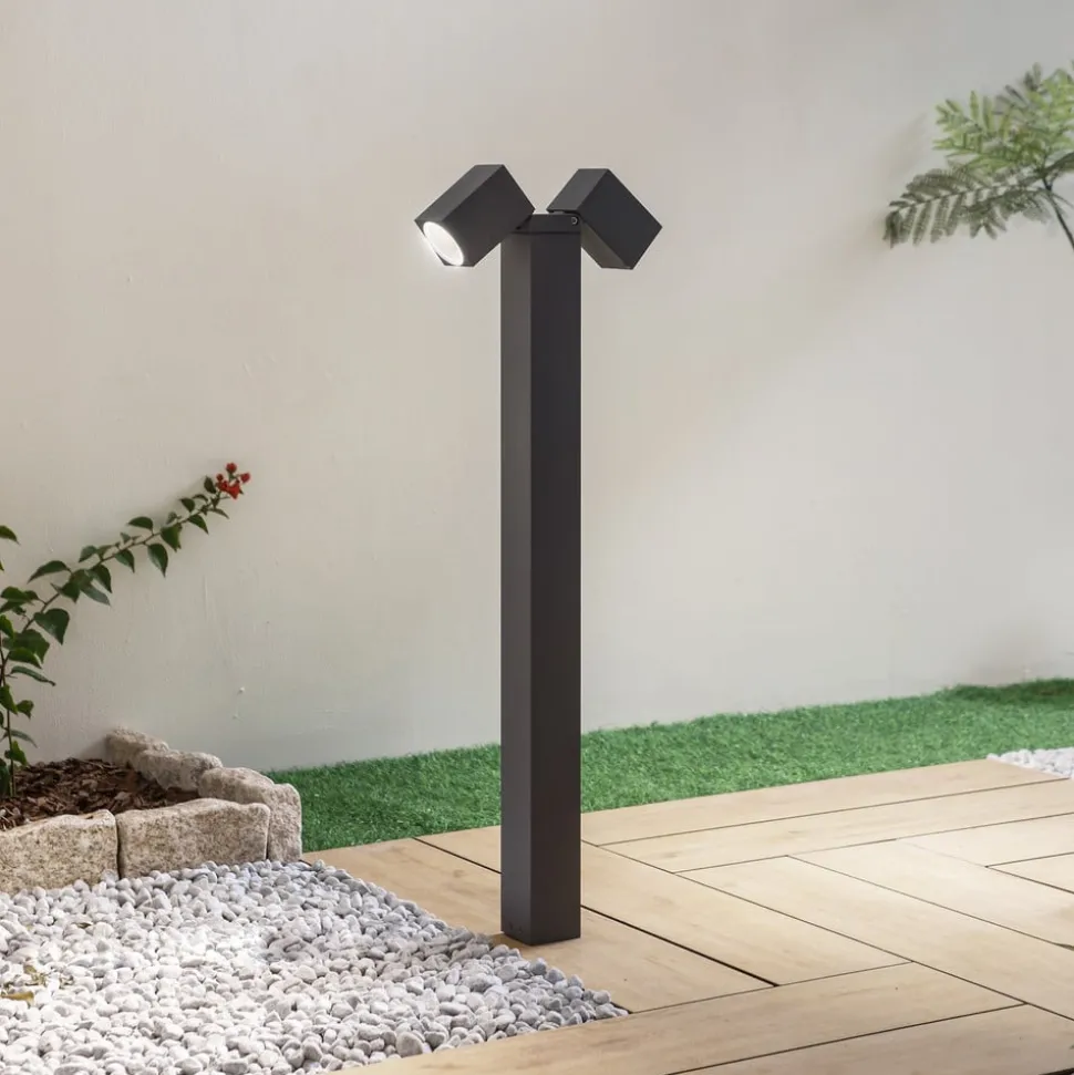 Lindby tuinpadverlichting Othil, 2-lamps, 80 cm, antraciet, metaal