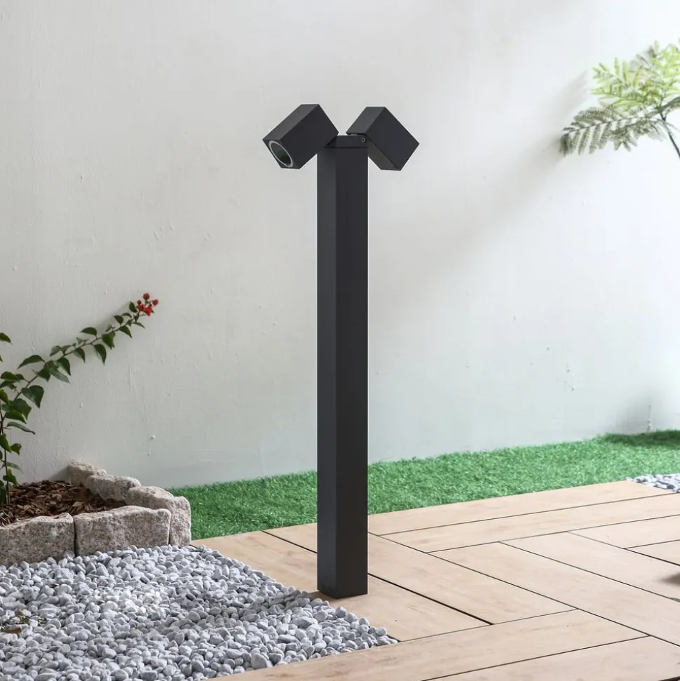 Lindby tuinpadverlichting Othil, 2-lamps, 80 cm, antraciet, metaal