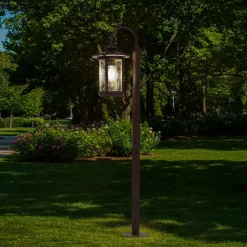 Lindby tuinpadverlichting Zayn, roestkleurig, glas, hoogte 109 cm, IP65