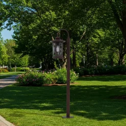 Lindby tuinpadverlichting Zayn, roestkleurig, glas, hoogte 109 cm, IP65