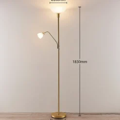 Lindby uplighter Jost, 180 cm, messing, leeslamp, E27
