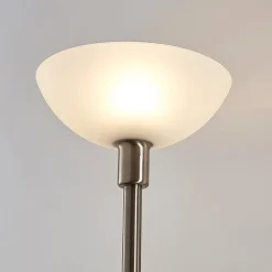 Lindby uplighter Jost, 180 cm, nikkelkleurig, leeslampje