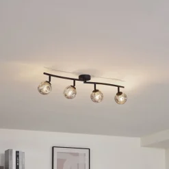 Lindby Valentina plafondlamp, grijs/zwart, 4-lamps, glas