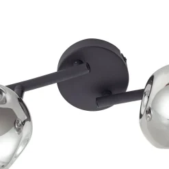 Lindby Valentina plafondlamp, grijs/zwart, 4-lamps, glas