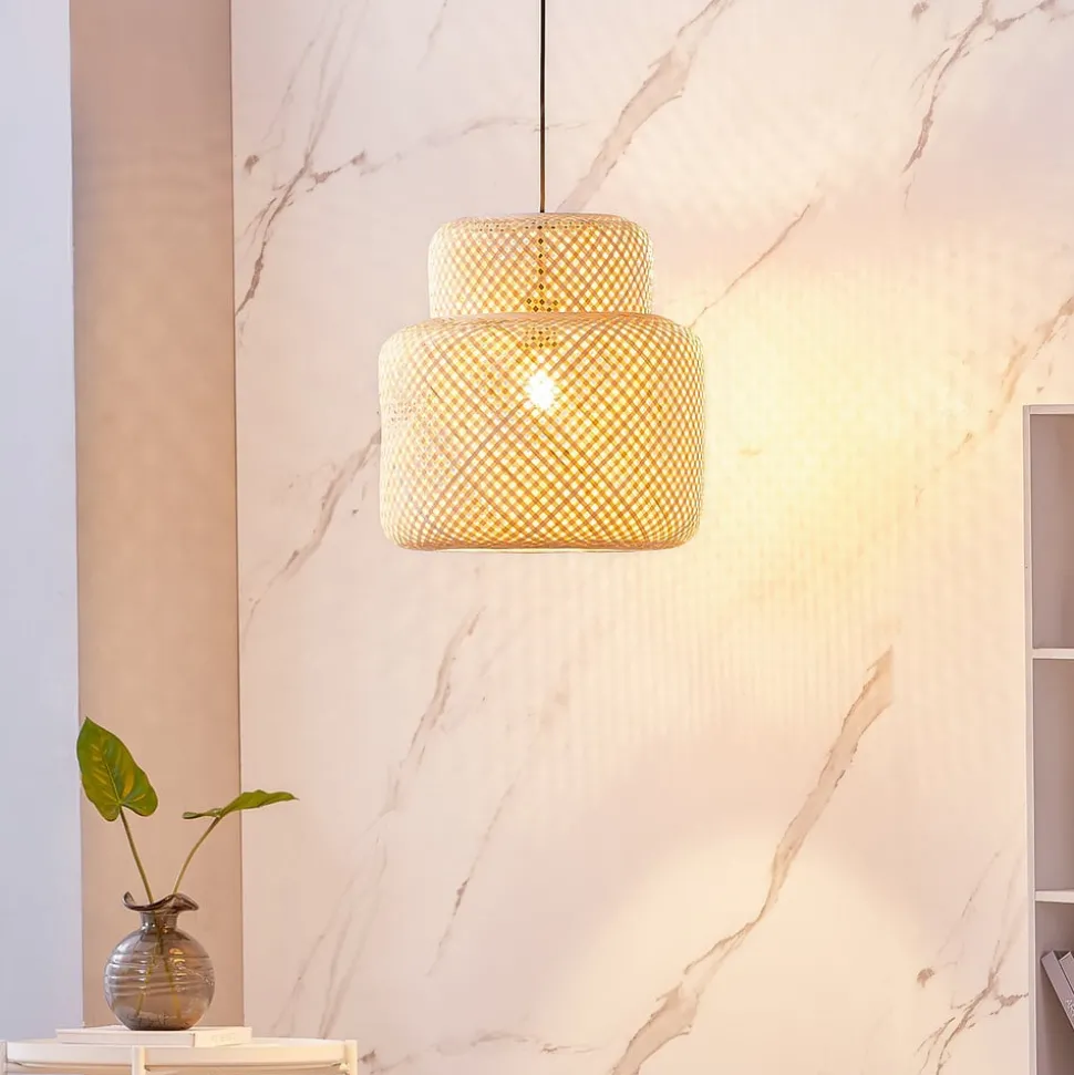 Lindby Venora hanglamp, Ø 40 cm, één niveau, bamboe, E27