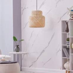 Lindby Venora hanglamp, Ø 40 cm, één niveau, bamboe, E27