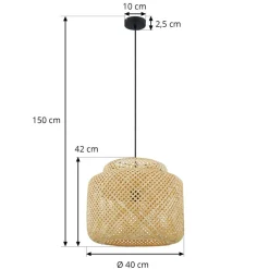 Lindby Venora hanglamp, Ø 40 cm, één niveau, bamboe, E27