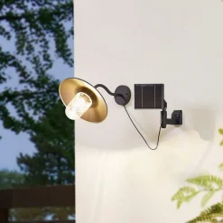 Lindby Virane LED wandlamp op zonne-energie, zwart, aluminium