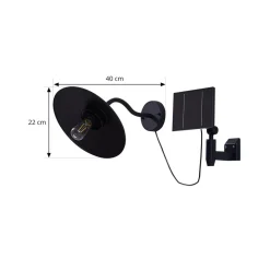 Lindby Virane LED wandlamp op zonne-energie, zwart, aluminium