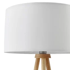 Lindby vloerlamp Adamio, Ø 45,5 cm, wit, textiel, driepoot