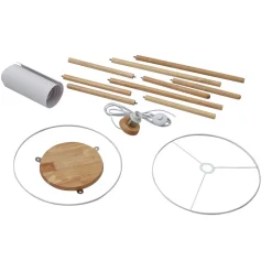 Lindby vloerlamp Adamio, Ø 45,5 cm, wit, textiel, driepoot