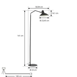 Lindby vloerlamp Adrik, zwart, metaal