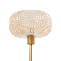 Lindby vloerlamp Aliette, goud/amber, glas, leeslampje