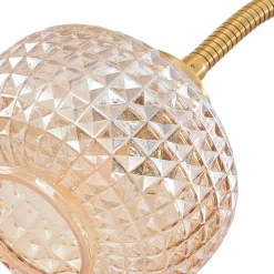 Lindby vloerlamp Aliette, goud/amber, glas, leeslampje