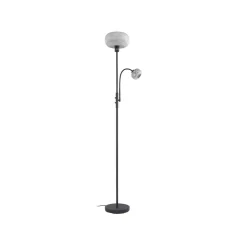 Lindby vloerlamp Aliette, zwart/grijs, glas, leeslampje