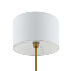 Lindby vloerlamp Aovan, bronskleurig, plank, USB-aansluiting