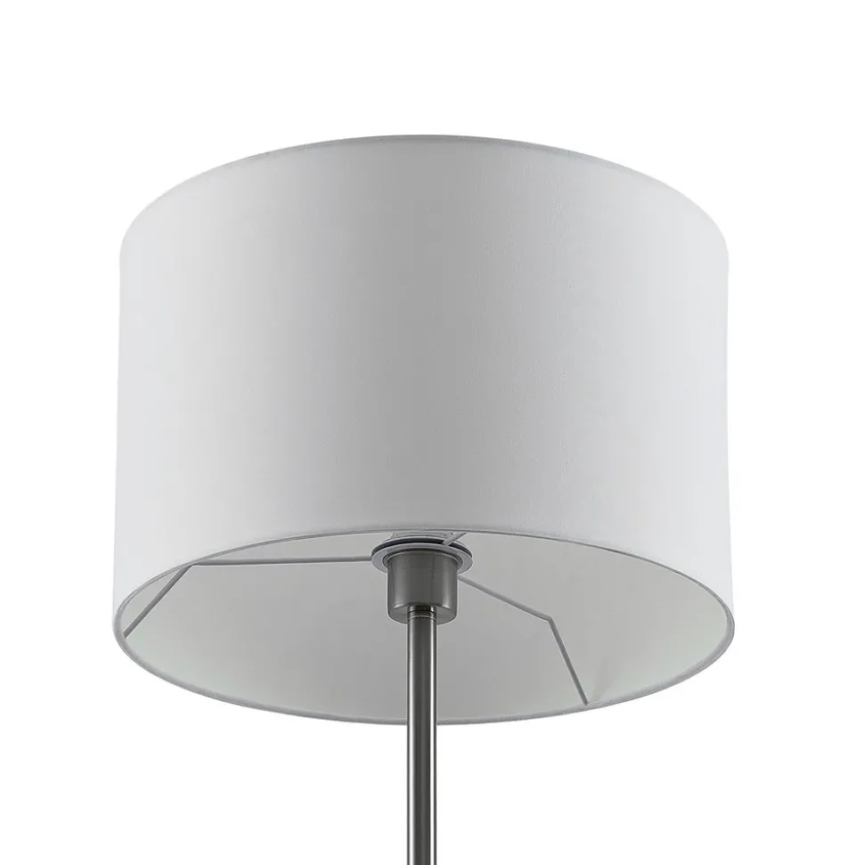 Lindby vloerlamp Aovan, nikkelkleurig, opbergvak, USB-aansluiting