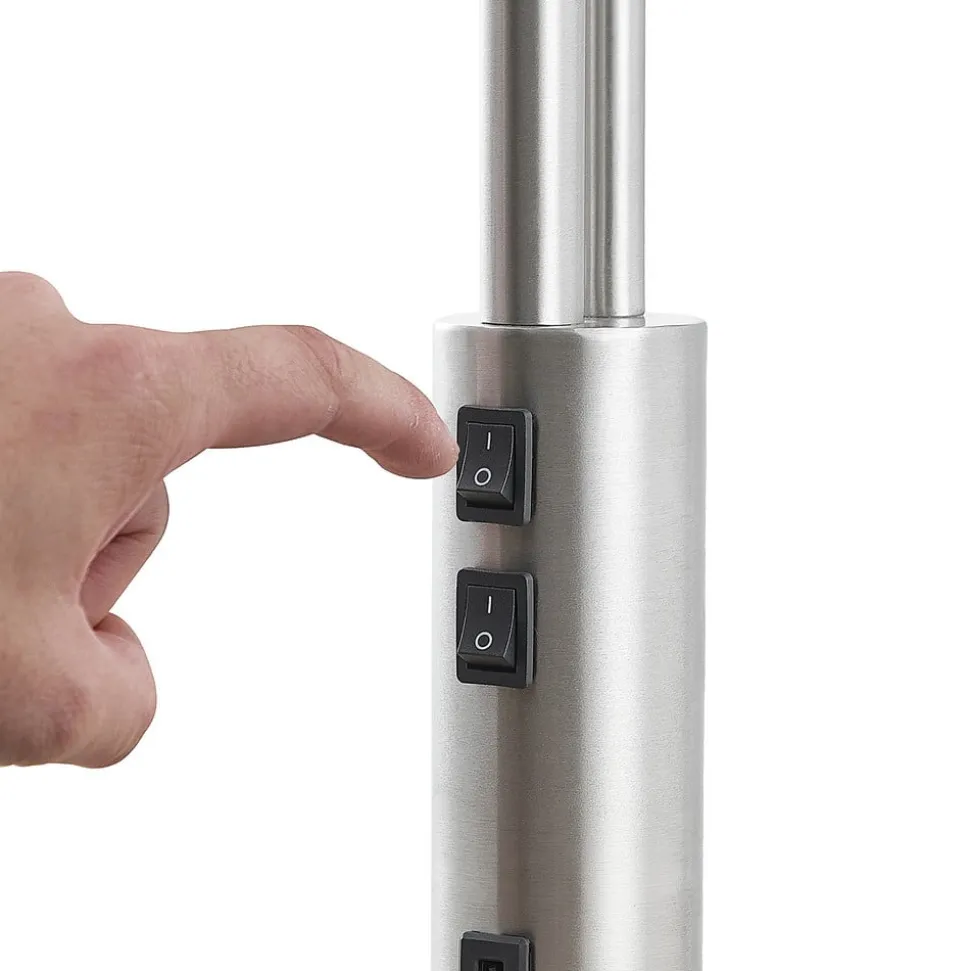 Lindby vloerlamp Aovan, nikkelkleurig, opbergvak, USB-aansluiting