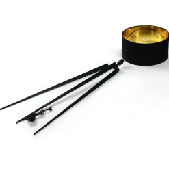 Lindby vloerlamp Benik, driepoot, textiel, zwart/goud, 153cm