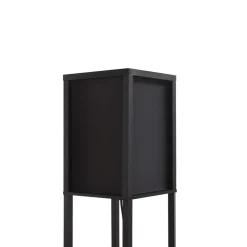 Lindby vloerlamp Birta, plank, hout, zwart, 159cm