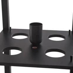 Lindby vloerlamp Birta, plank, hout, zwart, 159cm