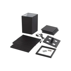 Lindby vloerlamp Birta, plank, hout, zwart, 159cm